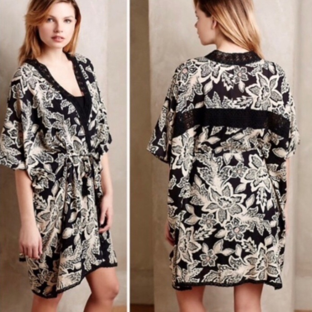NWT Anthropologie By Eloise Floral Open Kimono